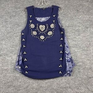 Lucky Brand Beaded Embroidered Tunic Tank XL